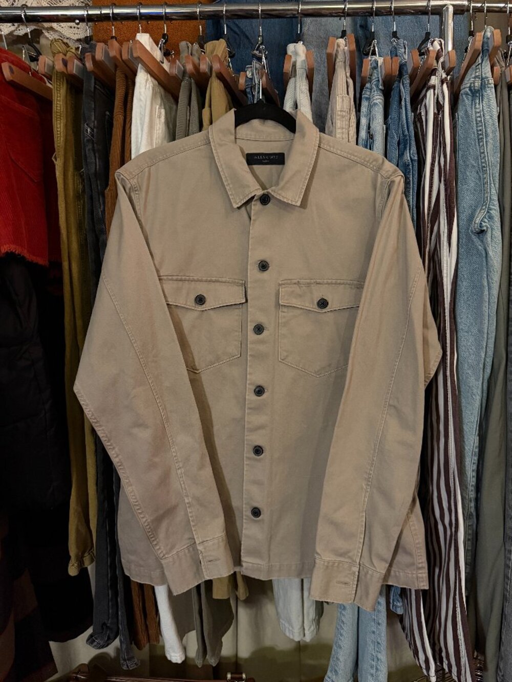 AllSaints Mens Large Collard ButtonUp